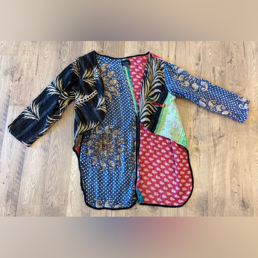 Kantha Karma Handcrafted Patchwork Open-Front Swe… - image 1